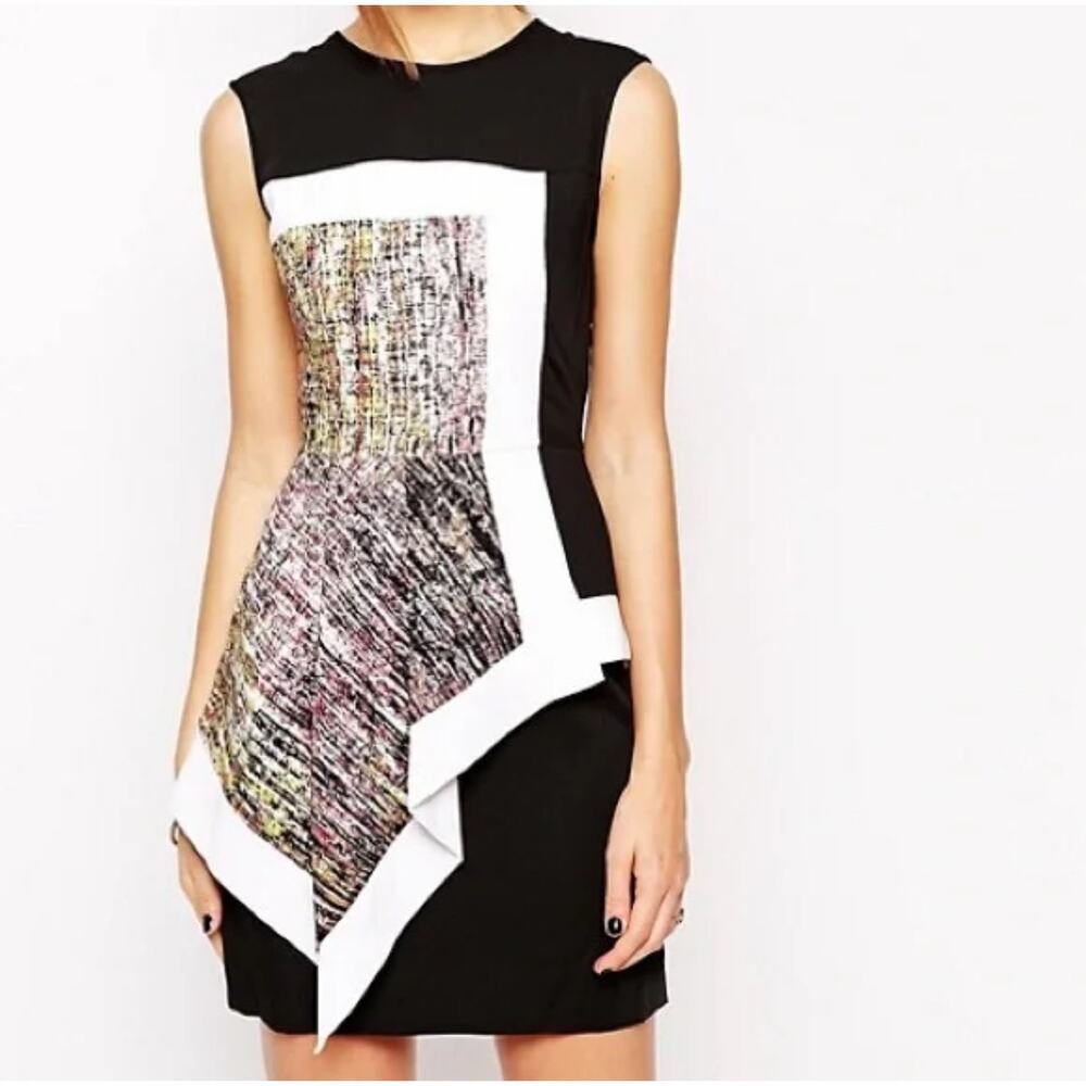 BCBGMaxAzria Alessandra Sleeveless Mini Dress Black/White Womens 2